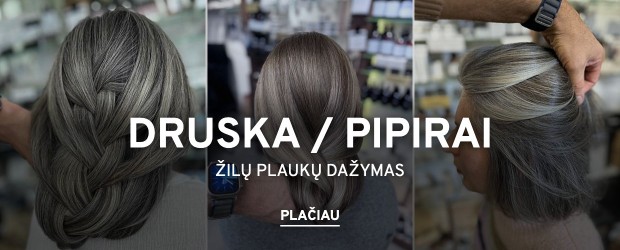 Druska / Pipirai – žilų plaukų dažymas YURY salone