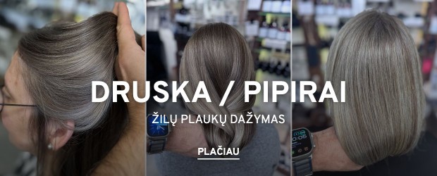 Druska / Pipirai – žilų plaukų dažymas YURY salone
